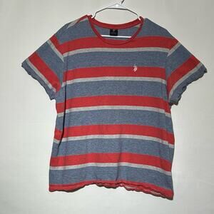 Vintage Polo Assn Short Sleeve Crew Neck Pullover Shirt Gray Red Men’s Size XL